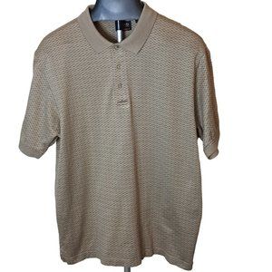 Izod Shirt Mens XL Golf Polo XFG Cotton Cool-FX Tan Brown Print Short Sleeves